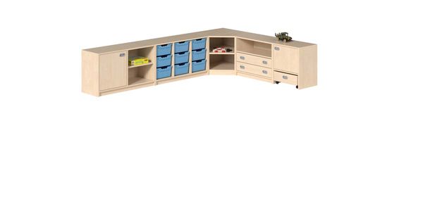 Kinder- oder Schulschrank, Garderoben- bzw. Steckschrank, Kita Möbel, Aufbewahrungsmöbel, Holzfarbe Natur