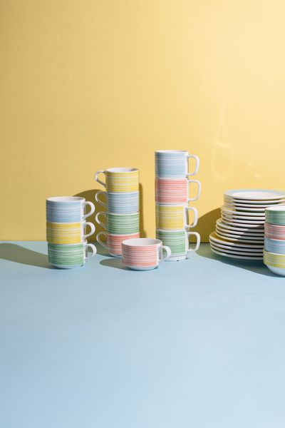 tassen, becher, keramik, pastell, geschirrset