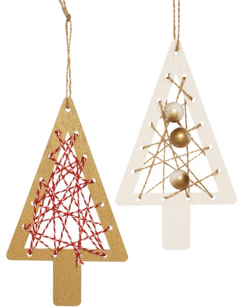 Holzanhänger Tannenbaum zum Fädeln , 6er Set Holzanhänger Tannenbaum zum Fädeln , 6er Set