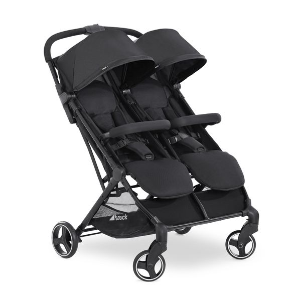 zweigangwagen, doppelschirm, baby stroller, quad wheels, schwarz