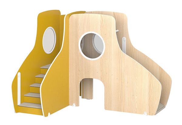 MATHOU Modulares Spielpodest mit Treppenaufstieg & Rutsche, 2-teilig, ab 18 Monate, 10 Jahre Garantie