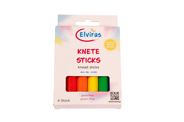 ELVIRAS Knete-Sticks, 6 Farben, 6 Sets à 6 Stück