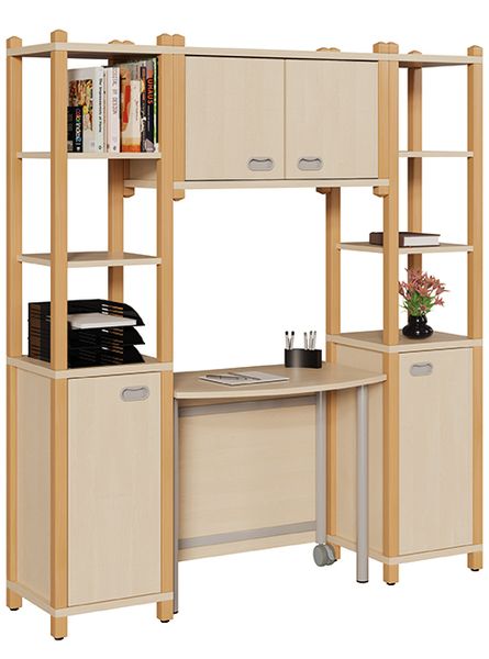 Schreibtisch, Wohnwand, Regale, Holz-Design, Arbeitsbereich