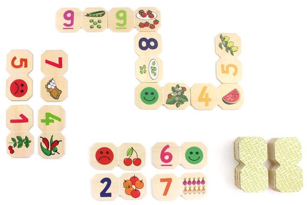 Dominext Obst & Gemüse, aus Holz, Zahlen 1-10, ab 4 Jahre