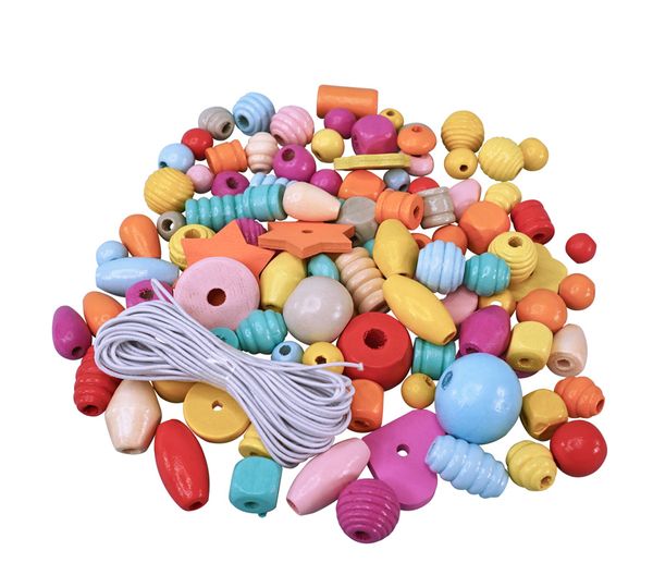 Holzperlen im Eimer pastell, 250g Holzperlen im Eimer pastell, 250g