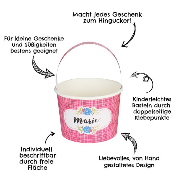 Osterbecher mit Henkel, 6 Stück, bunt - Bastelset (SONDERANGEBOT)