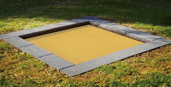 Bodentrampolin, gelb, Außenmaß: 200 x 200 cm