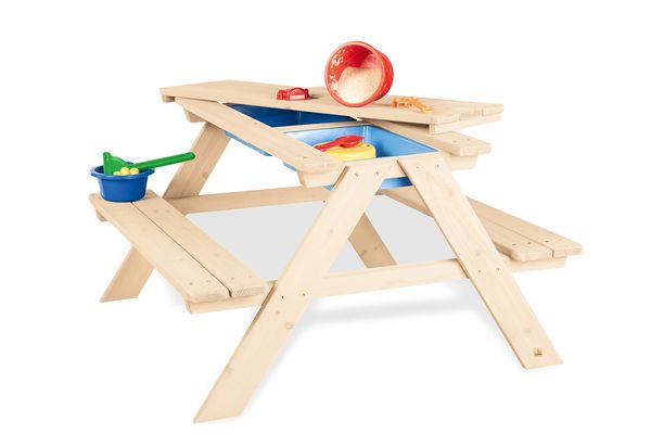 Picknicktisch, Holz, Apex-Design, Sandkasten offen, Gartenwerkzeug