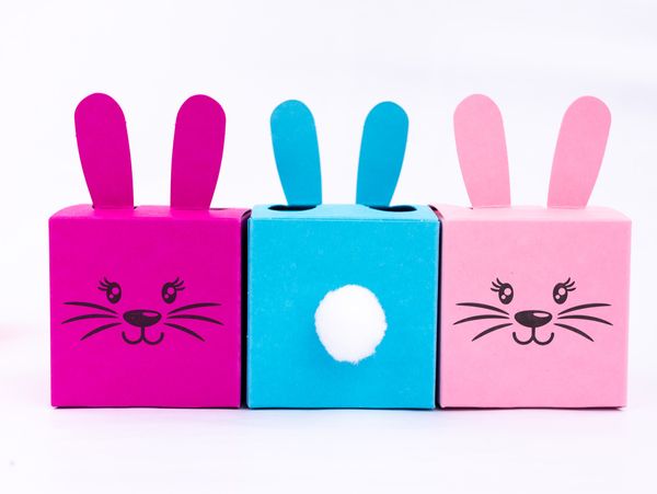 Osterhasenkisten, 12 Stück, bunt gemischt - Bastelset (SONDERANGEBOT) Osterhasenkisten, 12 Stück, bunt gemischt - Bastelset (SONDERANGEBOT)