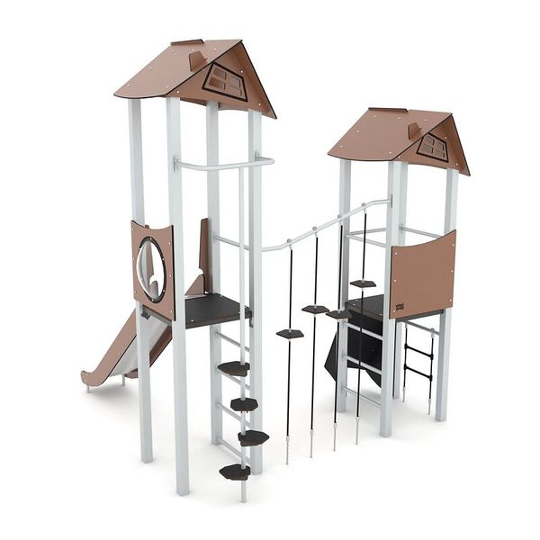 Turm-Spielkombination, 2 Türme mit Rutsche, Steel+
