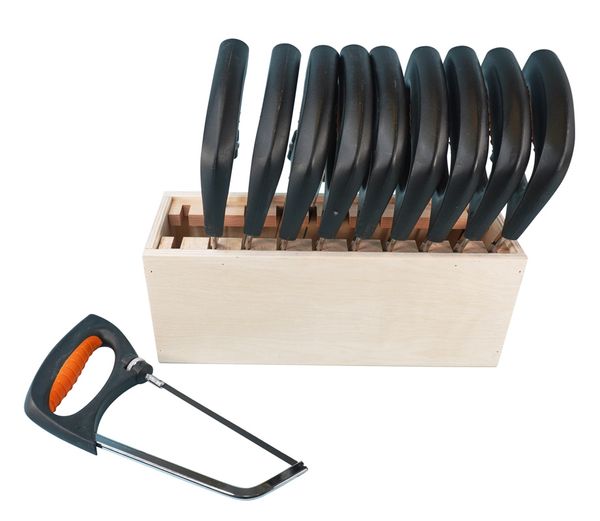 Kochmesser-Set, Messerkasten, Kochmesser, Holzblock, Sägeblattmenge