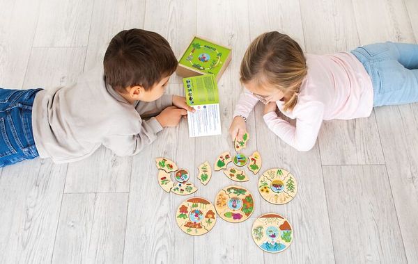Nawito Puzzle "Was wächst wo", 6 Puzzles mit je 5 Teilen, ab 3 Jahre