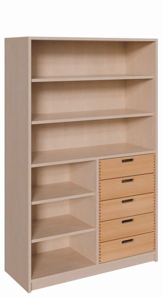 Schrank mit 5 Massivholzschüben und Einlegeböden (B/H/T: 102 x 160 x 40 cm)