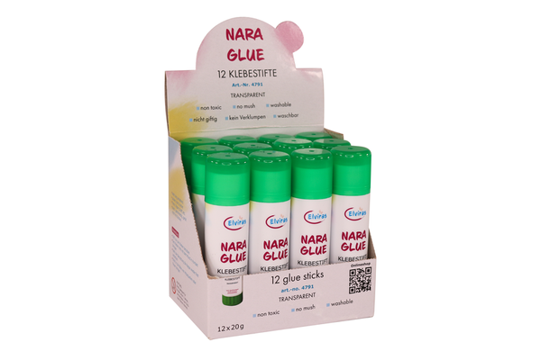 ELVIRAS Klebestifte Transparent 20 g, 12 Stk.