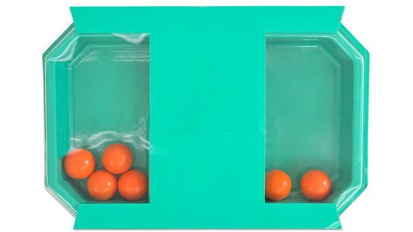 orange balls, table tennis balls, packaged kit, spherical, green packaging