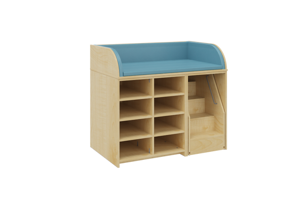 Wickelkommode mit 2 x 3 Einlegeböden und Treppe, 125 cm breite