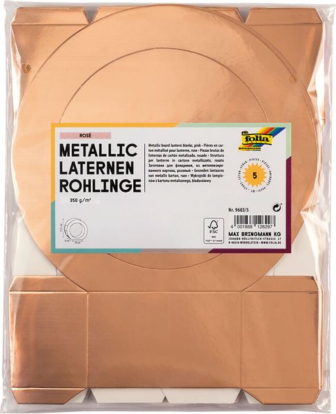 FOLIA Laternen-Rohlinge aus Metallic-Karton, 5 Stück, farbig sortiert