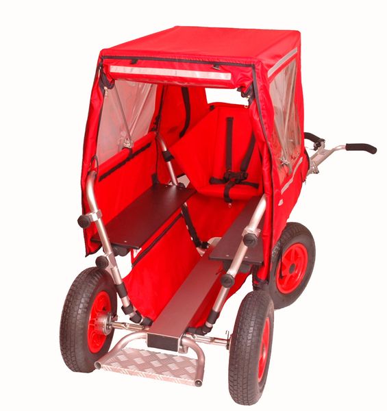 Kinderwagen, Gartenwagen, Backwagen, rot, verdeck