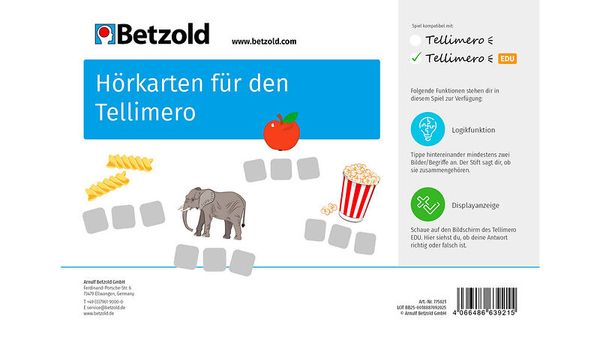 Hörkarten, Tellimero, Elefant, Apfel, Popcorn