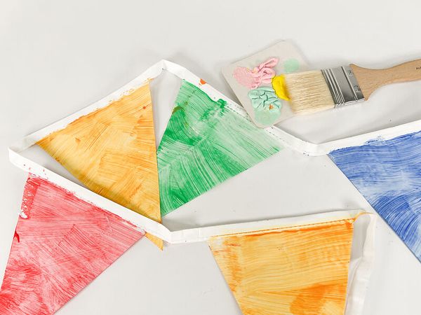 malerfarben, pinsel, farbpalette, farbkleckse, flaggenform