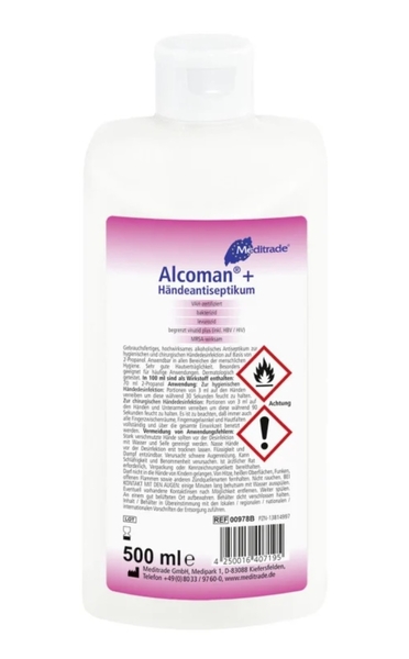 händedesinfektion, alkoholisch, 500 ml, flasche, handdesinfektion