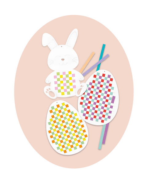 Osterei, Osterdeko, Hase, bunte Muster, Papierkunst