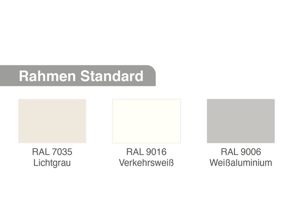 Rahmen, Standard, Farbgebung, RAL 7035, RAL 9016, RAL 9006