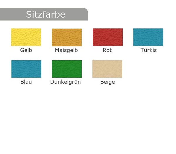 Sitzfarbe, Gelb, Blau, Rot, Türkis