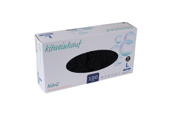 Handschuhe Nitril, puderfrei, Gr. L, 100 Stk., schwarz