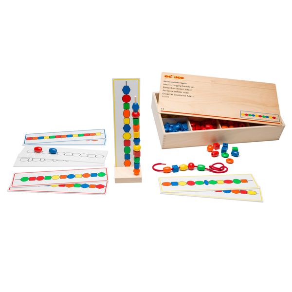 Holzspiel, Uhrstein, Perlenkette, Farben, Kegelstapel