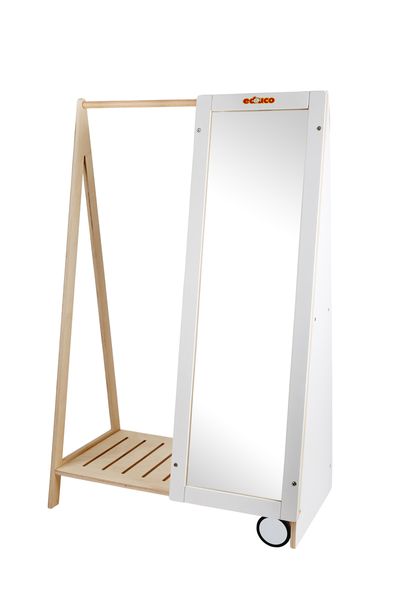 holzregal, spiegel, schminkspiegel, rollbare spiegelkombination, möbel