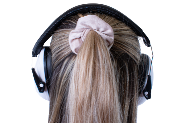 kopfhörer, headset, haare, bunt, haarknoten