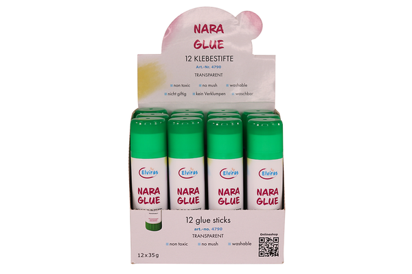 ELVIRAS Klebestifte Transparent 35 g, Vorteilspack 72 Stk. (60 Stk. + 12 Stk. gratis)