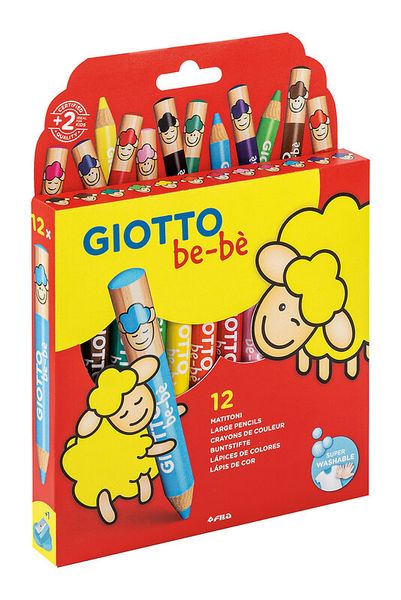 GIOTTO be-bè Jumbo- 12 Farbstifte sortiert, 1 Spitzer, ab 2 Jahre