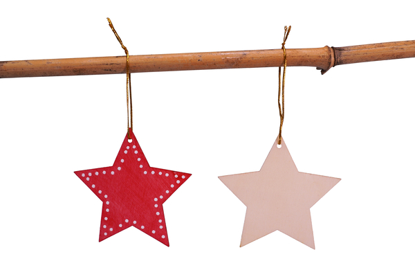 sternanhänger, hängeornament, holzstern, rote stern, hängeband