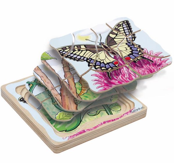 5-Lagenpuzzle Schmetterling, Holz, 28 Teile, ab 4 Jahre 5-Lagenpuzzle Schmetterling, Holz, 28 Teile, ab 4 Jahre