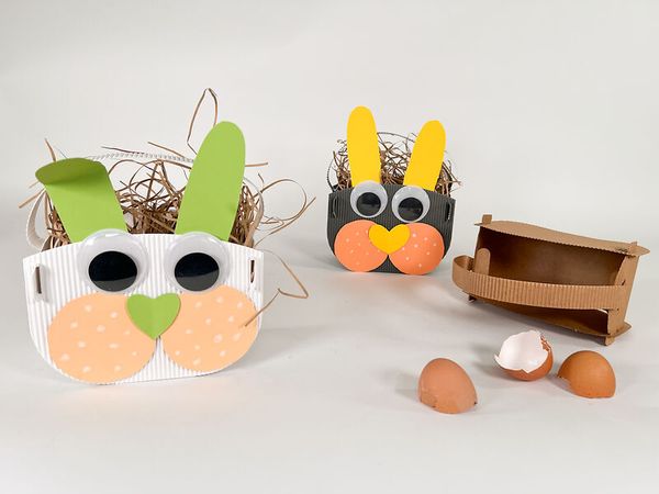 Osterdekoration, Osterhasen, Papierkorb-Deko, Ei-Verpackung, Kunsthandwerk