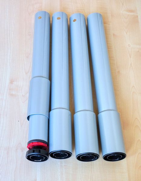 Zargenloser Trapeztisch 120x60 cm, Birke Dekor, Metallbeine höhenverstellbar