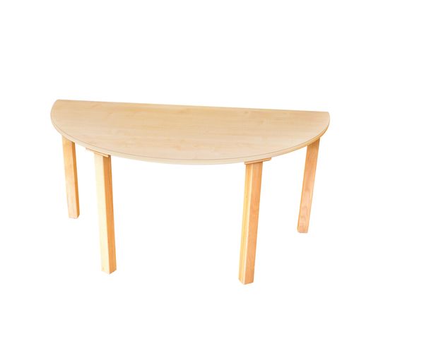 Zargenloser Halbrund-Tisch 120x60 cm, Buche hell, Holzbeine Zargenloser Halbrund-Tisch 120x60 cm, Buche hell, Holzbeine