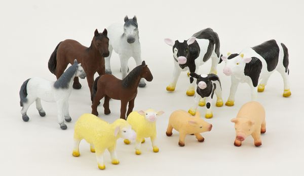 miniature animals, toy figures, pferde, schwein, vieh