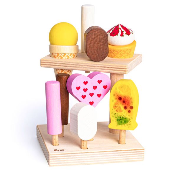 Holzspielzeug, Eiscreme, Frucht, Herzen, Kuchen