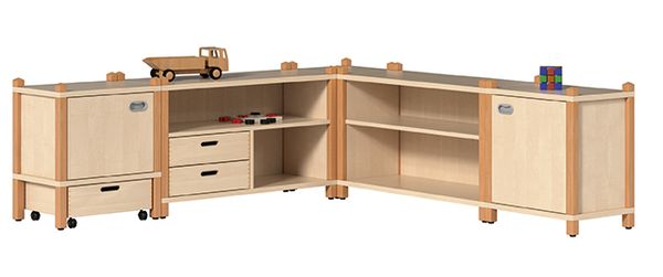 Holzwerkbank, Kinderspielzeug, Küchen- bzw. Spielküche, Aufbewahrungsschränke, Klemm-/Verbindungselemente
