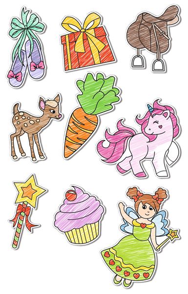 pony, unicorn, karotte, geschenk, aufkleber