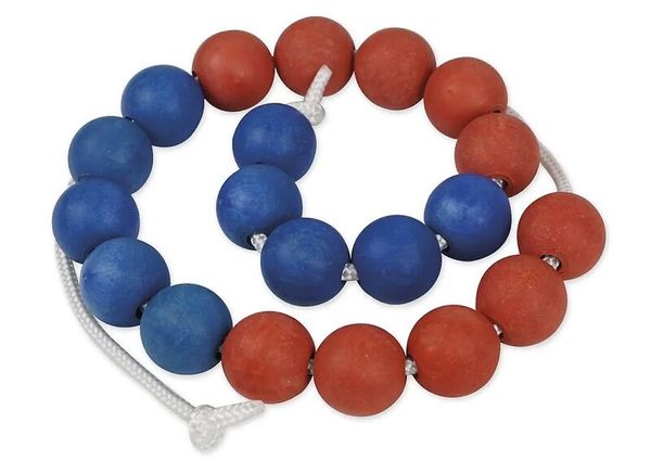 Armband, Perlen, Blau-rot, Garnitur, Kordelzug