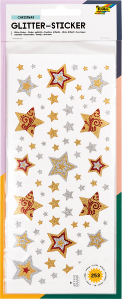 FOLIA Glitter-Sticker X-Mas, 253 Stück