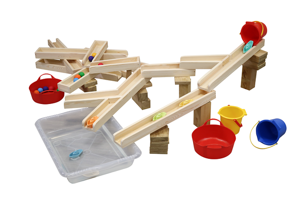 Wasserbahn / Kugelbahn, massives Kiefernholz, 12 Teile, ab 3 Jahre (SONDERANGEBOT)
