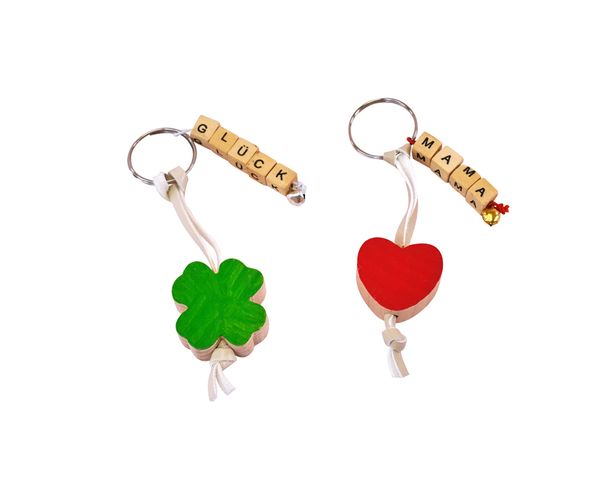 Bastelset Schlüsselanhänger - Herz und Kleeblatt, 24 Stück Bastelset Schlüsselanhänger - Herz und Kleeblatt, 24 Stück