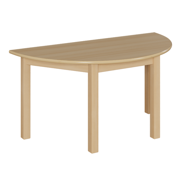 Halbrundtisch, 140x70 cm, Dekor Birke, Zarge, Tischbeine aus Holz