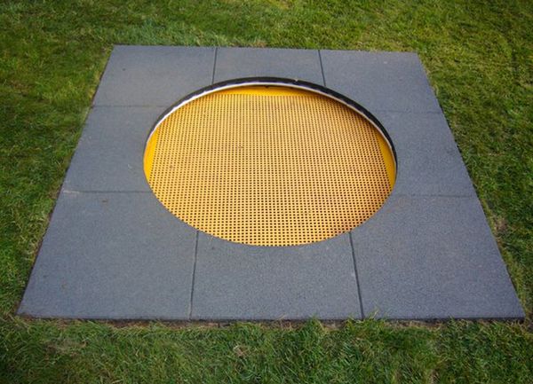 Bodentrampolin, gelb, Außenmaß: 200 x 200 cm