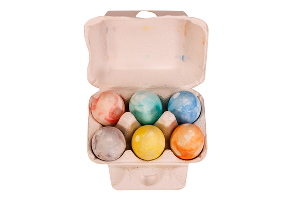 ELVIRAS Kreideeier, marmoriert, in Pappschachtel, 6 Stück ELVIRAS Kreideeier, marmoriert, in Pappschachtel, 6 Stück